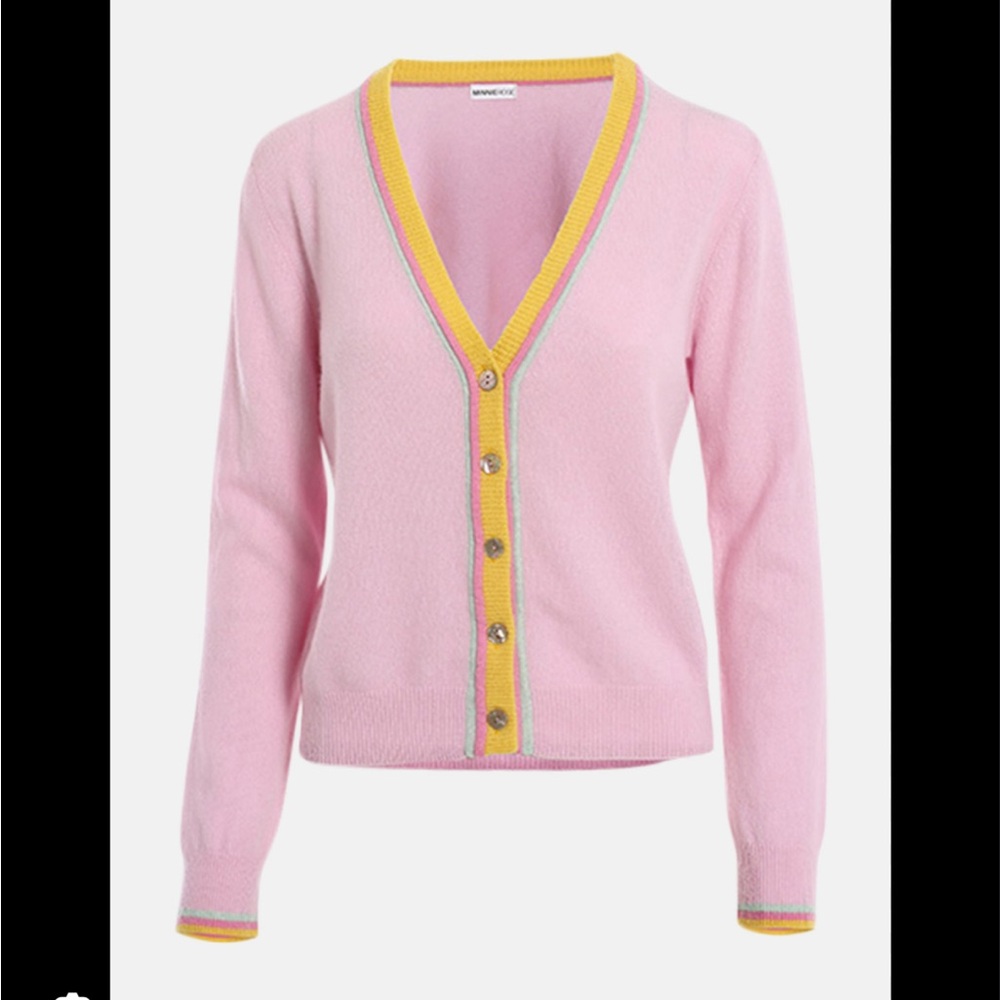 Minnie Rose Cashmere Smiley Elbow Cardigan